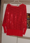 FASHION czerwona bluzeczka kimono _cekiny_ roz. M/L 