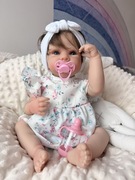 Bobas siedzący 48cm w stylu Reborn gałki rzęsy włosy oczy 