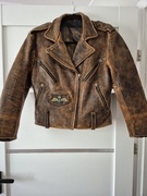 Vintage skórzana kurtka biker - Ugly Boy Global Experience r. XS, unikatowa
