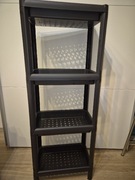 Regał plastikowy czarny  jak Nowy 4 piętra mieści chemię może być do kuchni