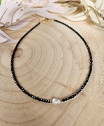 Naszyjnik Choker z Kamieni Naturalnych Spinel Hematyt Perła Naturalna 