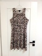 Jasna panterkowa rozkloszowana sukienka H&M 40L krótka panterkowa lato