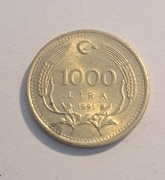 309. Moneta Turcja 1000 lir 1991 rok