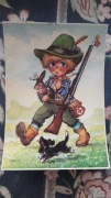Vintage - urocza kartka, autor Michel Thomas "Chasseur au coeur tendre"