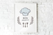 Plakat/Obraz ozdobny A3 do kuchni "Bon Appetit"