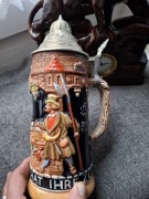 Kufel do piwa z pokrywką,stary niemiecki,vintage 