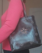 Next skórzana torebka brązowa czekoladowa shopperka worek skóra naturalna