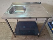 Zlew gastronomiczny 1-komorowy z ociekaczem i półką 80x60x85 OKAZJA