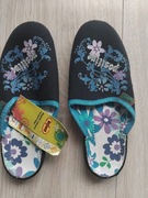 nowe Befado 32 (20cm) kwiatki granatowe pantofle domowe kapcie wsuwane