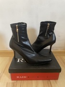 Czarne botki za kostkę na szpilce ekoskóra Raid