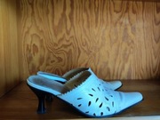 sandały chodaki mule skórzane buty czółenka na obcasie ażurowe  klapki