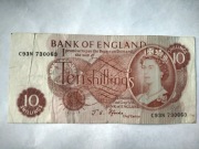 Banknot Anglia 10 shillings 1966-1970 podpis JSF 