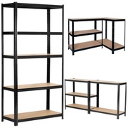 REGAŁ MAGAZYNOWY CZARNY 150x75x30 GARAŻOWY SOLIDNY GARAŻ MAGAZYN 875 kg