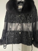 Kurtka z karakułów z dodatkiem lisa i skóry