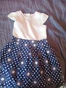 Sukienka wizytowa, galowa biało-granatowa 116