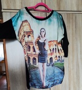 Bluzka czarna twarz satyna bawełna M/L