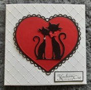 Kartka walentynkowa ręcznie robiona koty kotki