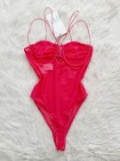 ZARA piękne różowe koronkowe body S 36