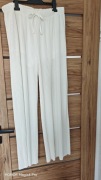 Białe spodnie plisowane wysoki stan prążkowane rozmiar L Nowy 