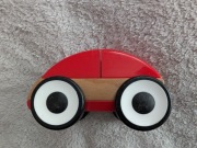 Czerwone drewniane plastikowe auto autko klocki układanka Ikea