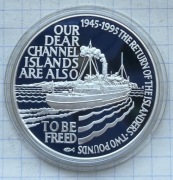 #3924 Alderney 2 funty 1995 srebro .925 PROOF