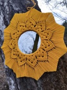 Boho makramowa mandala z lusterkiem SŁONECZNA AURA