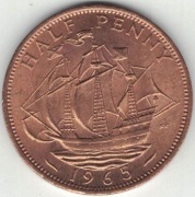 Wielka Brytania half penny 1/2 pensa 1965 - 25,4 mm - nr 1