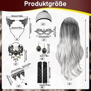 Peruka damska długa srebrno szara + akcesoria bizuteria karnawał cosplay