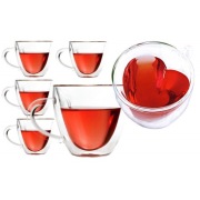 szklanki termiczne podwójne szkło serce 240ml do kawy LATTE LONG zestaw 6sz
