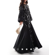 Asos design  czarna zdobiona suknia maxi 