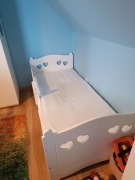 Łóżko drewniane 80X180 BIAŁE Serduszka + SZUFLADA + MATERAC KOKOS