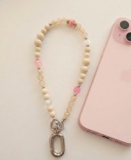 Biżuteryjna smycz do telefonu kamień rzeczny i Agat fuksjowy, Mattè Prism