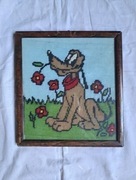PRL obraz pies Pluto haft wyszywanka 24x26 z PRLu PRL-u ozdoba obraz 