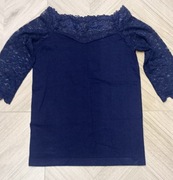 Granatowa bluzka damska r36, rękaw 3/4
