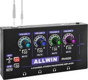 ALLWIN 4-kanałowy wzmacniacz słuchawkowy, metalowy mono/stereo, 