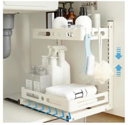 Organizer Szafki Kuchennej 2-poziomowy Organizer Wysuwane Półki Pod Zlew