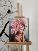 Obraz kobieta w piwoniach 30x40cm