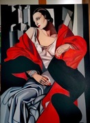 Tamara Łempicka inspiracja.  Portret Pani Boucard. Obraz olejny 120/80