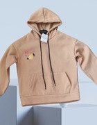 BLUZA DAMSKA Z KAPTUREM BEŻOWA DRESOWA KANGURKA ROZMIAR L/XL