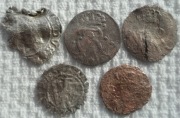 Zestaw starszych monet Prusy Schilling Szeląg XVI-XVIII 5 szt. Srebro bilon