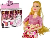 Lalka barbie w ciąży dla dzieci różowa sukienka 
