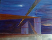 Miasto nad Orinoco Flow fantastyczny obraz sztuki nowoczesnej 