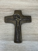 Stary krzyż ścienny – Jezus Chrystus mosiężny