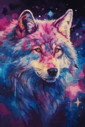 Obraz wilk malowany na płótnie 