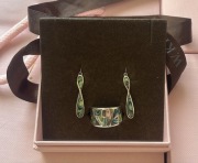 Komplet z masą perłowa firmy Jubitom kolczyki 4,1 g pierscionek 17,5 mm 10g