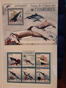 Komory 2009 Mi 2445-9 + bl 530 delfiny  CIĘTE zestaw idealny