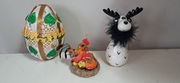 Ozdoby wielkanocne Jajko Kury + Figurka Renifer Porcelanowa Florina