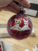 Bombka szklana ręcznie malowana lata 80te kotki