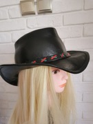 Skórzany kapelusz czarny 