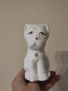Figurka porcelana biały pies vintage